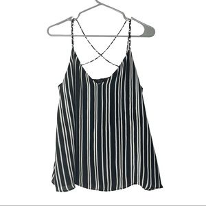 Black Striped Sleeveless Blouse